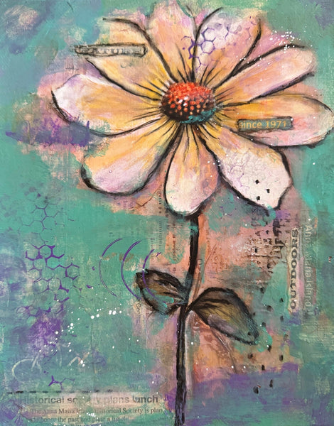 acrylic floral painting on stretched canvas