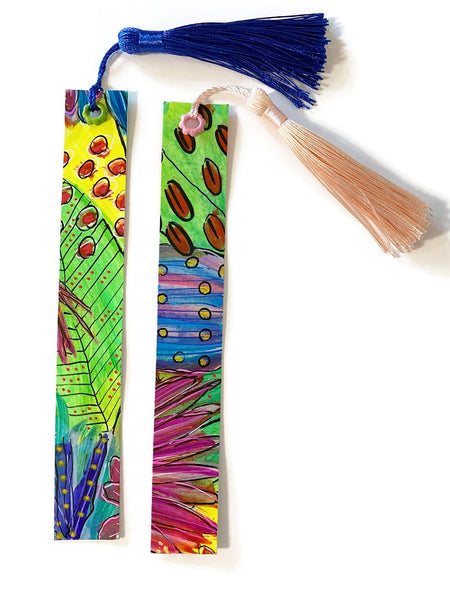 Two hand painted bookmarks