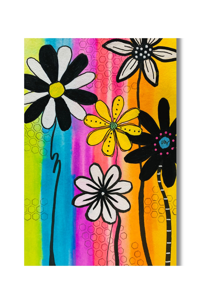 colorful floral artwork on 5x7 card
