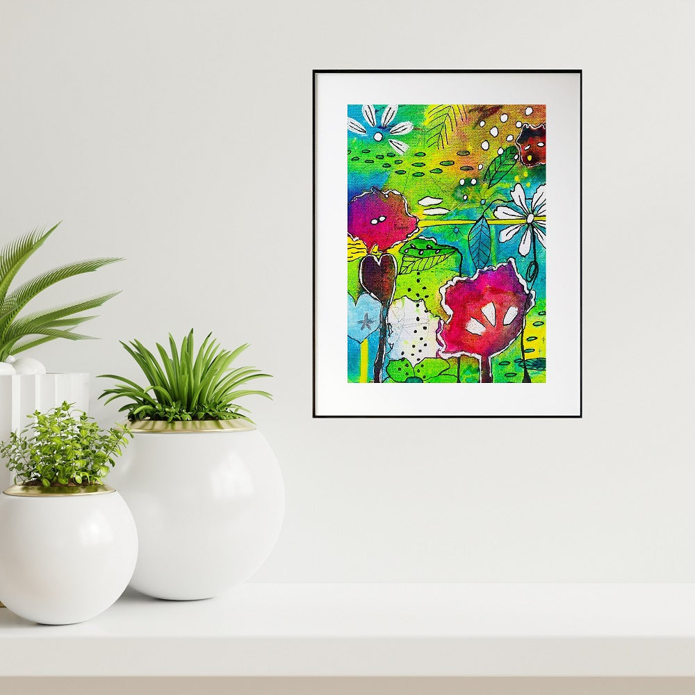 Mixed media abstract painting
