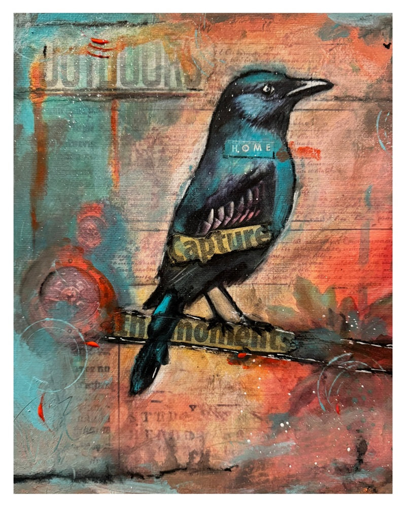 Bird art print matted to fit an 11x14 inch frame