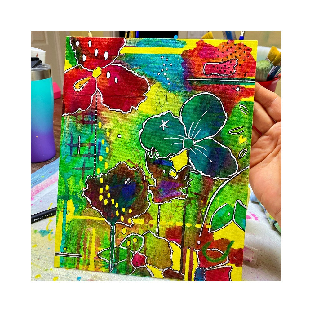 flower painting on canvas panel