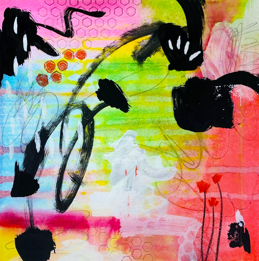 abstract painting on 6x6 paper