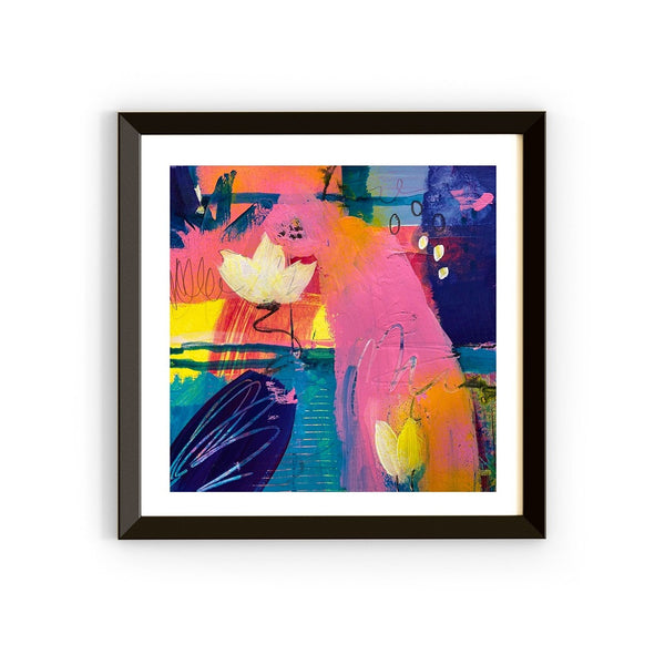 square art print with flowers