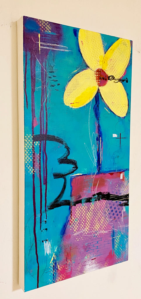 gallery wrapped flower painting 12x24