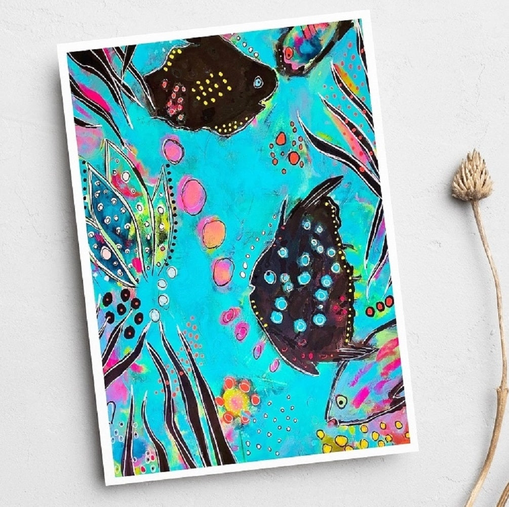signed art print in black composite frame