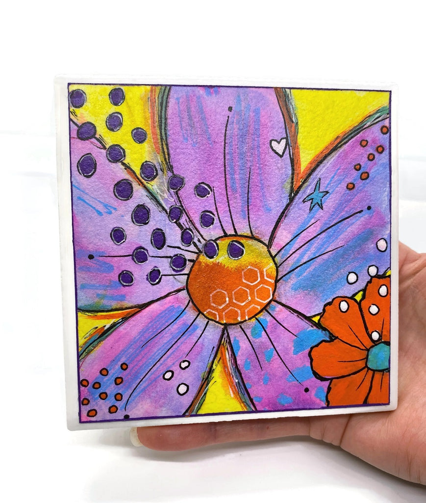 4 inch mixed media artwork