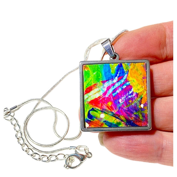 Hand painted art necklace