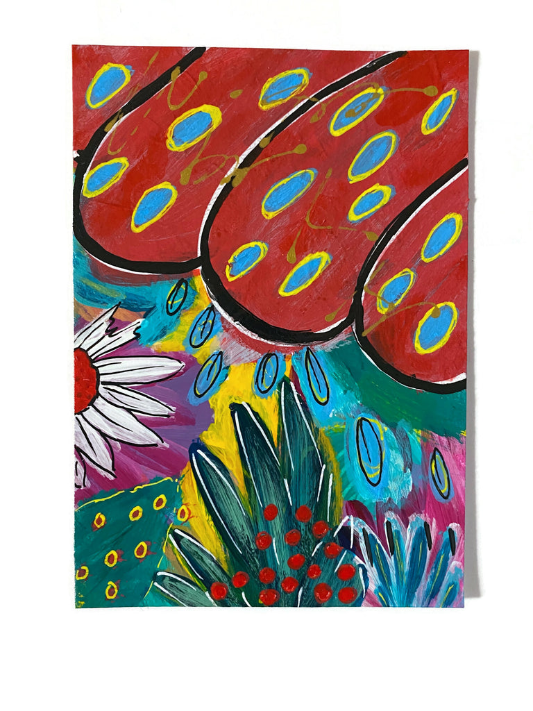 Small acrylic painting with flowers