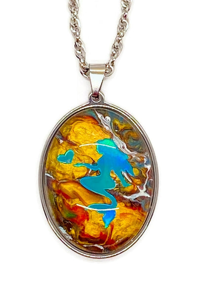 Mermaid Stainless Steel Necklace 32 Inch Length
