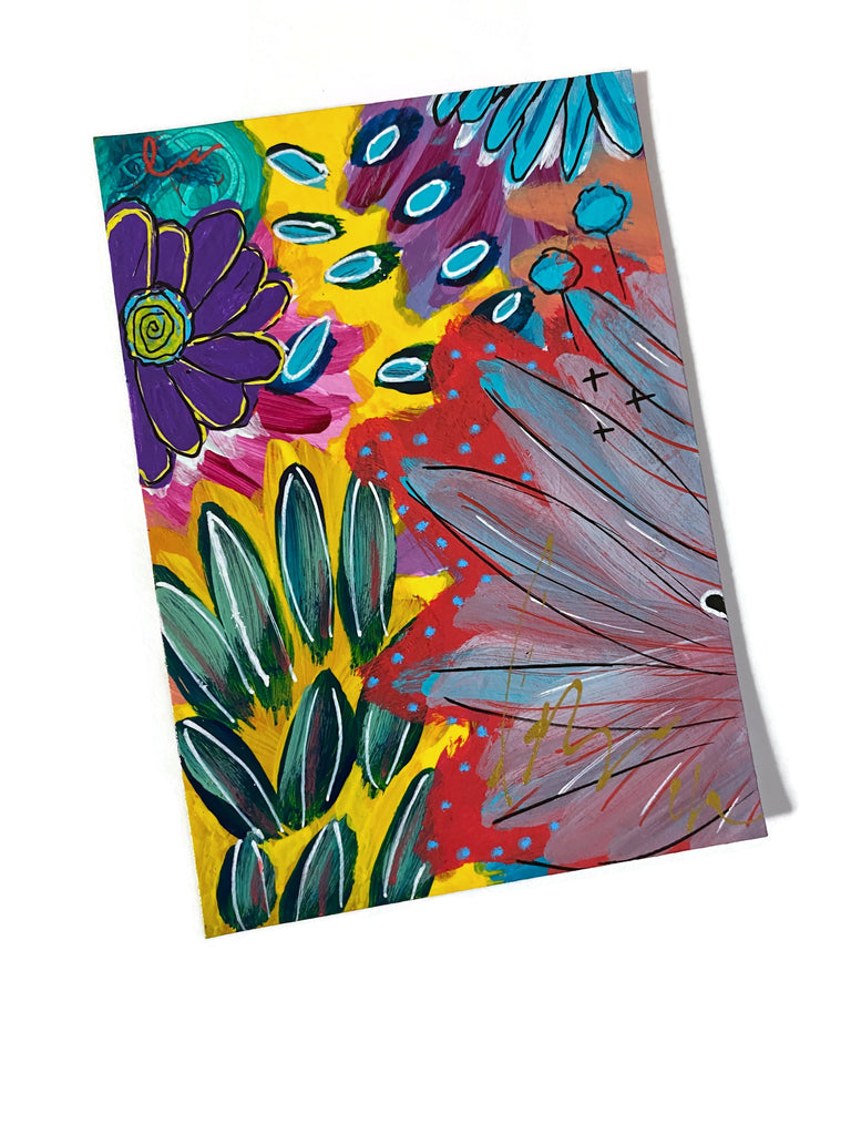 original acrylic painting of abstract flowers