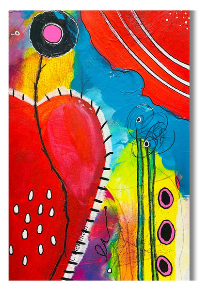 abstract floral greeting card measuring 5x7 inches