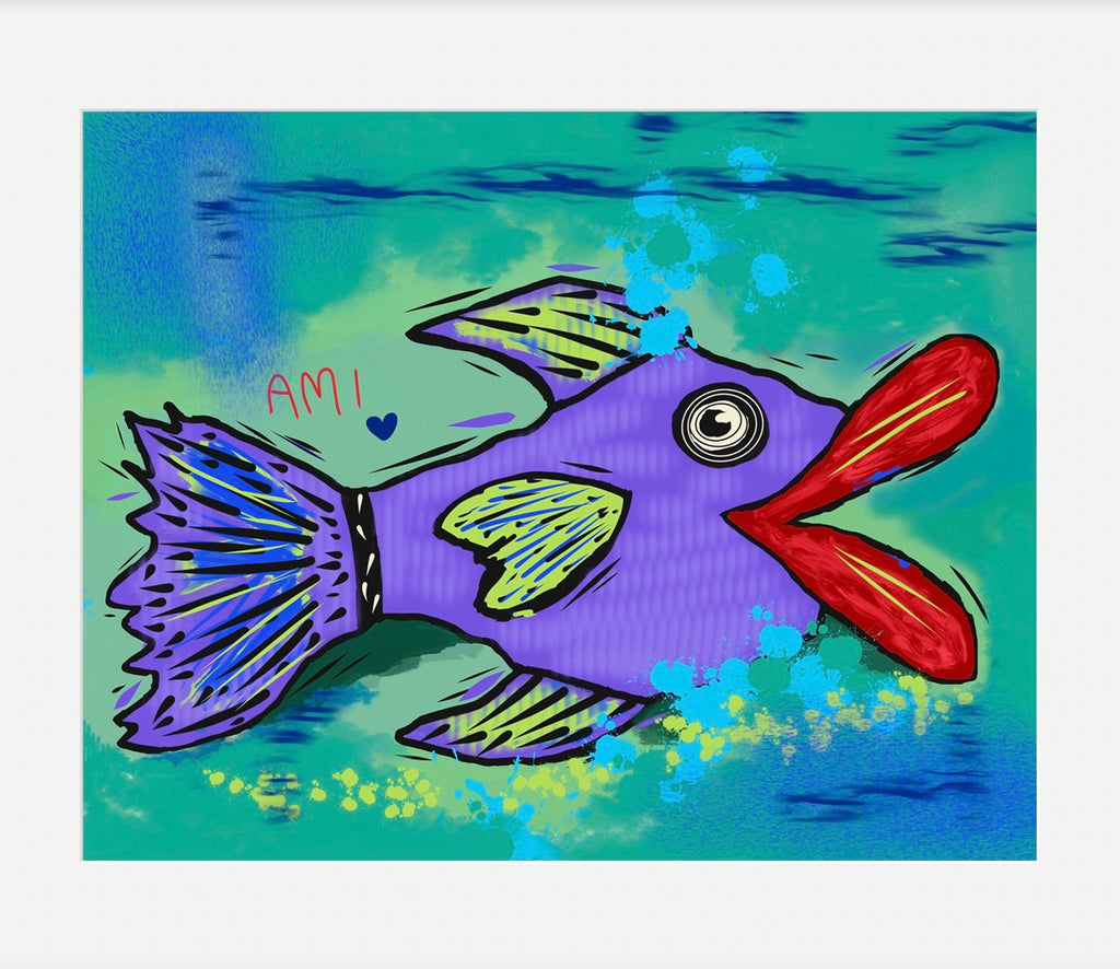 Colorful fish illustration with abstract background