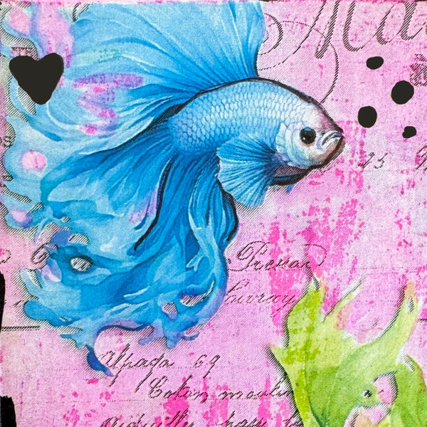 3x3 inch blank notecard with blue beta fish