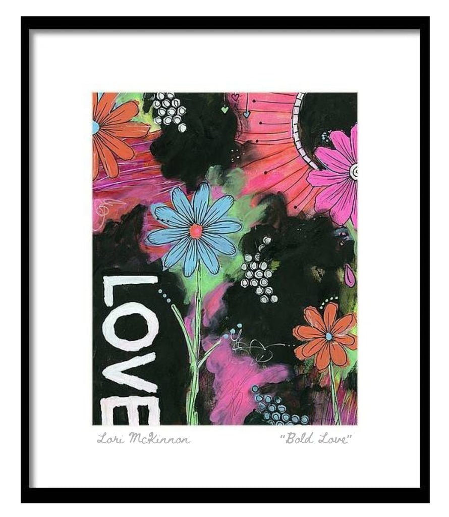 abstract floral print in a matted frame
