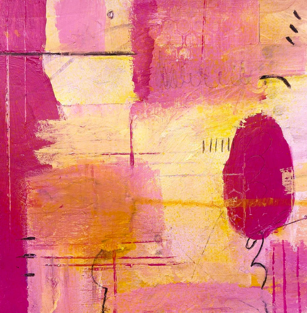 pink and yellow abstract on paper