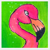 flamingo on a green background