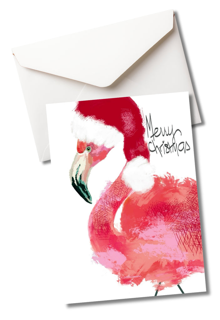 Flamingo greeting card with one envelope included