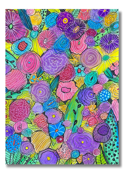 5x7 inch abstract floral greeting card that is blank inside