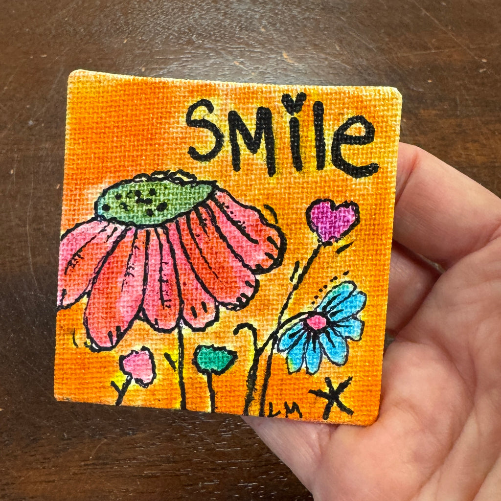 floral magnet on canvas 2.5"