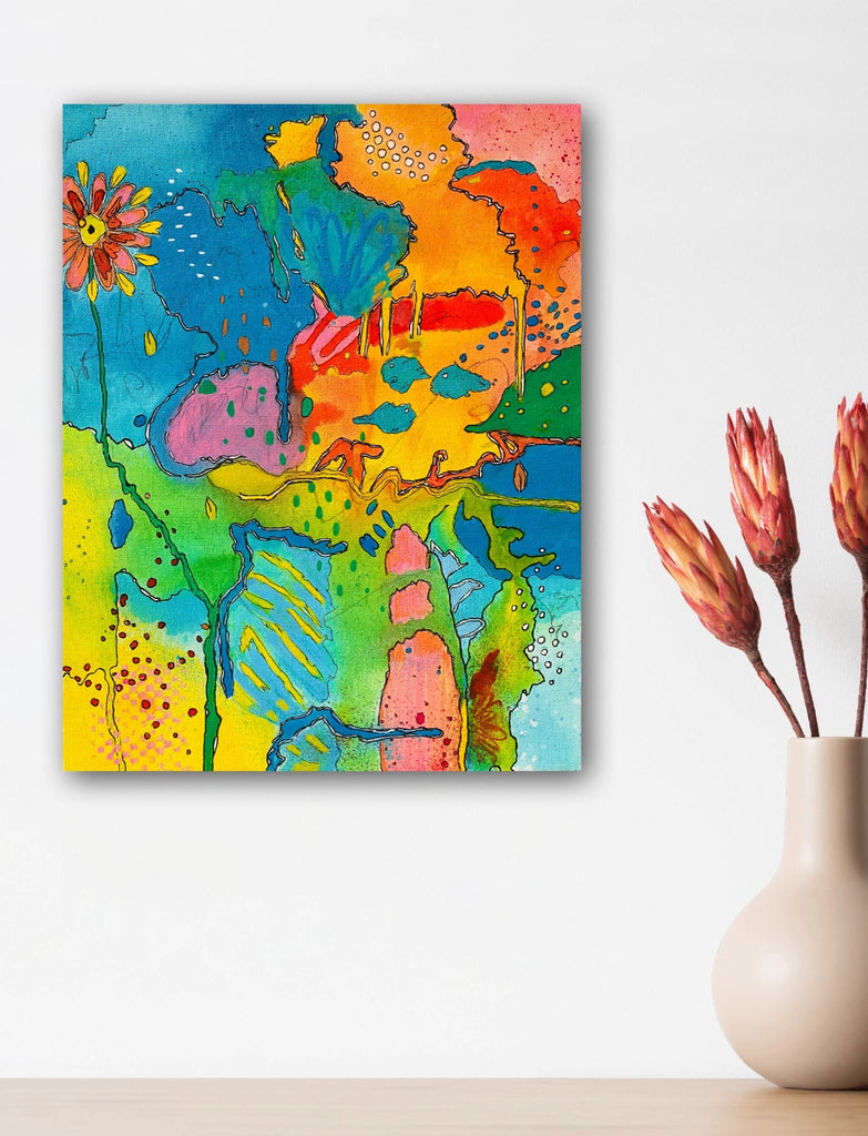 Whimsical painting of underwater fish