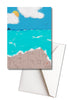Birthday card with beach scene and 'Happy Birthday' and white envelope