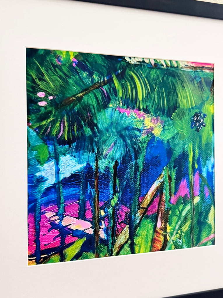 close up of a colorful botanical garden art print