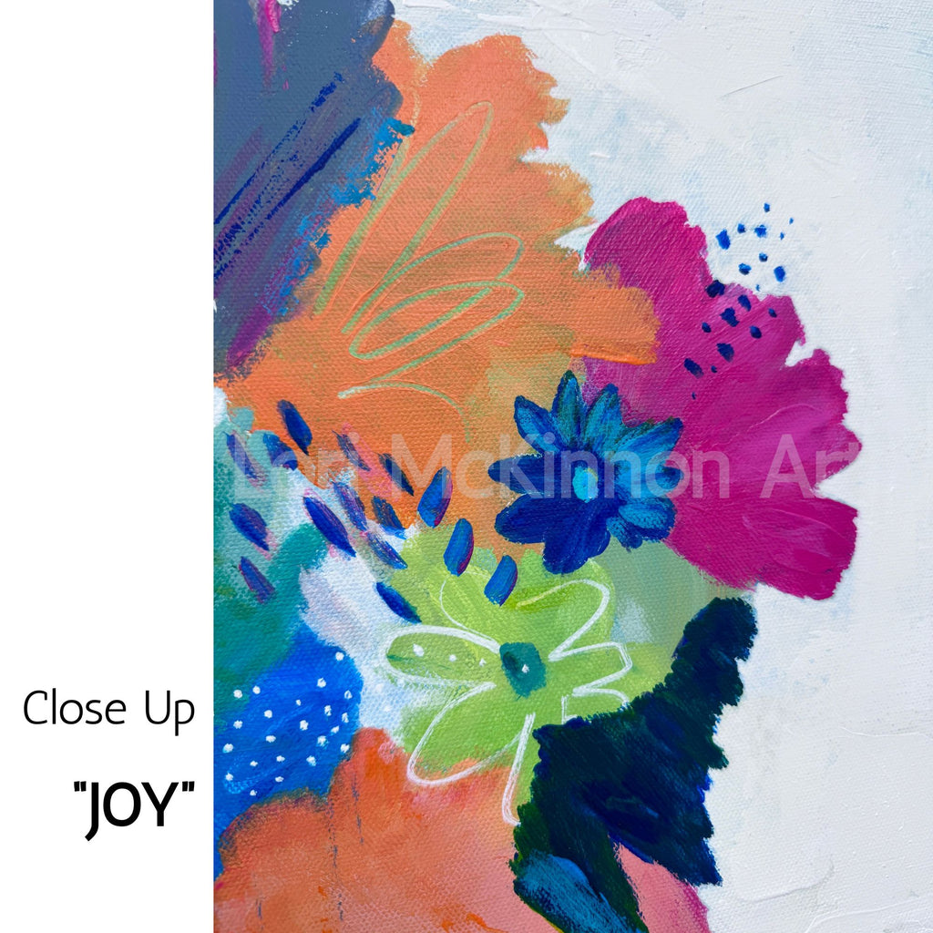 Colorful abstract painting with flowers 