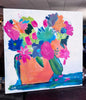 Colorful floral painting with a white background