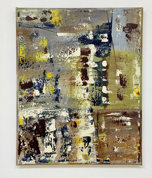 abstract painting with brown, beige and gray