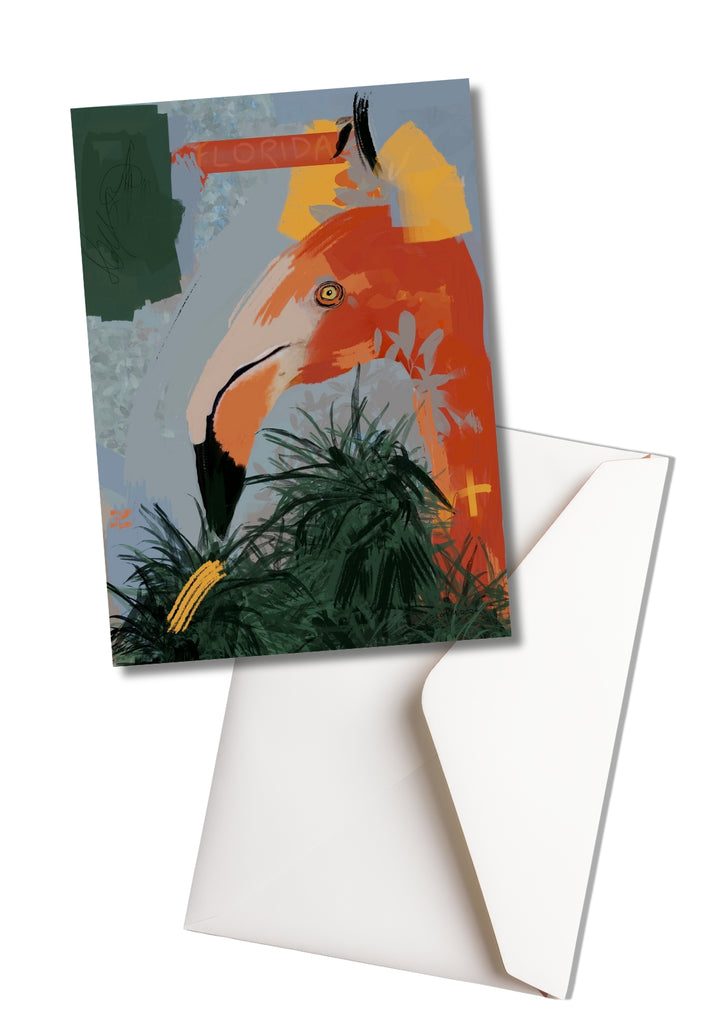 5x7 flamingo greeting card