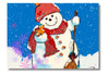 7x5 art card with happy snowman and and a bird