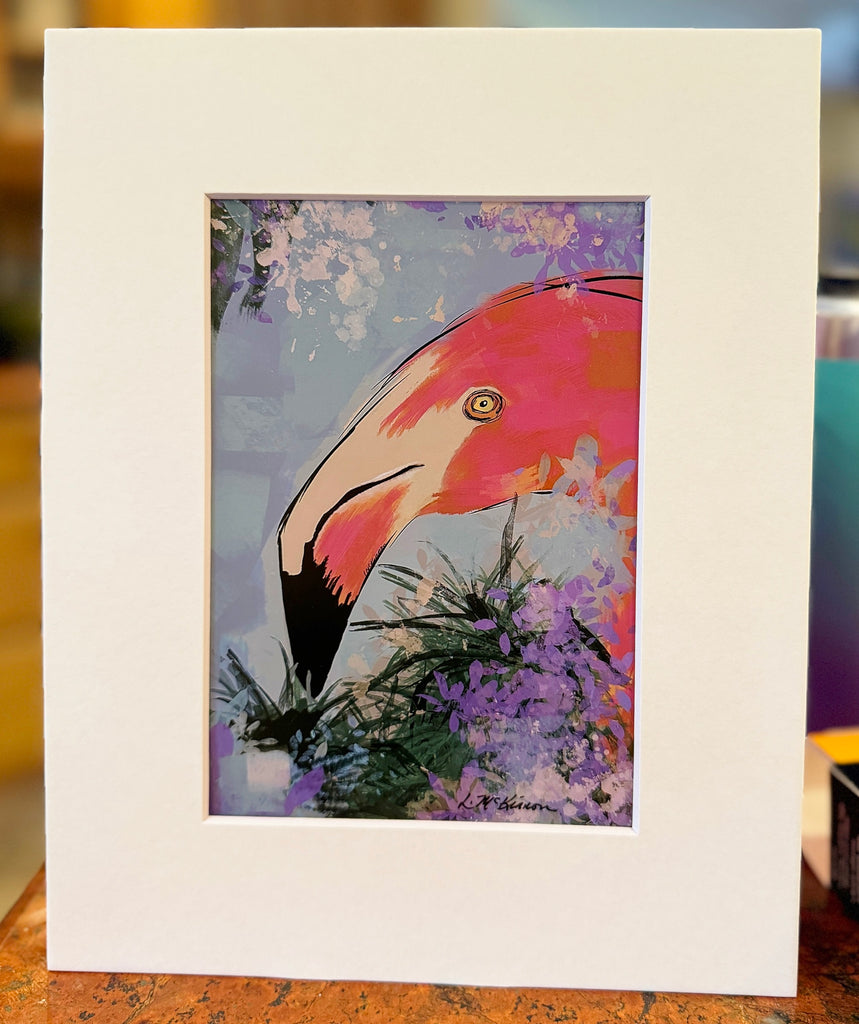 Flamingo art print in an 8x10 matte