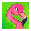 Pink flamingo on a bright green background