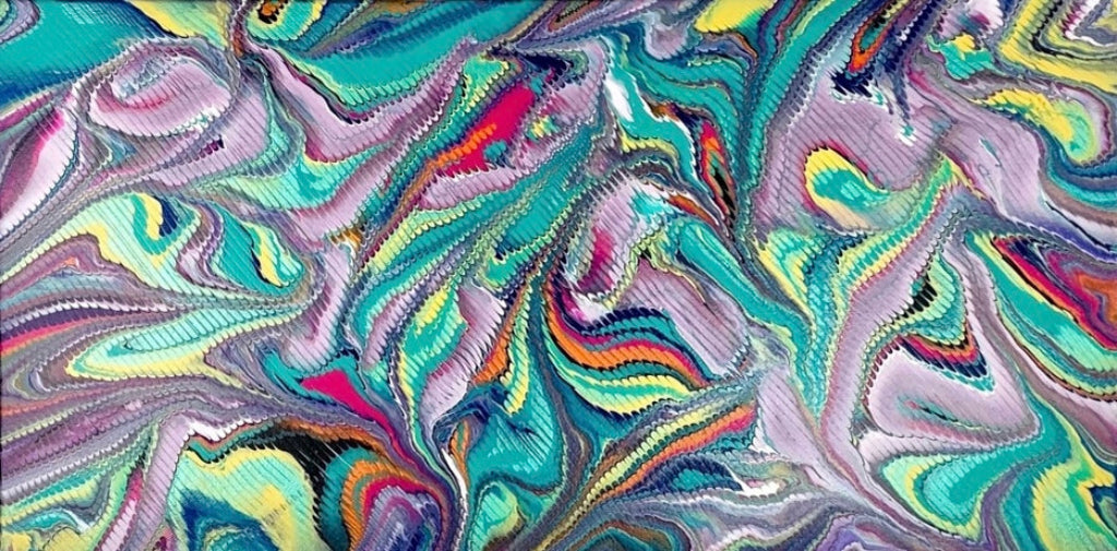 colorful acrylic painting in a rectangular shape