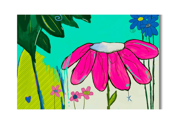 pink flower with greenery blank greeting card