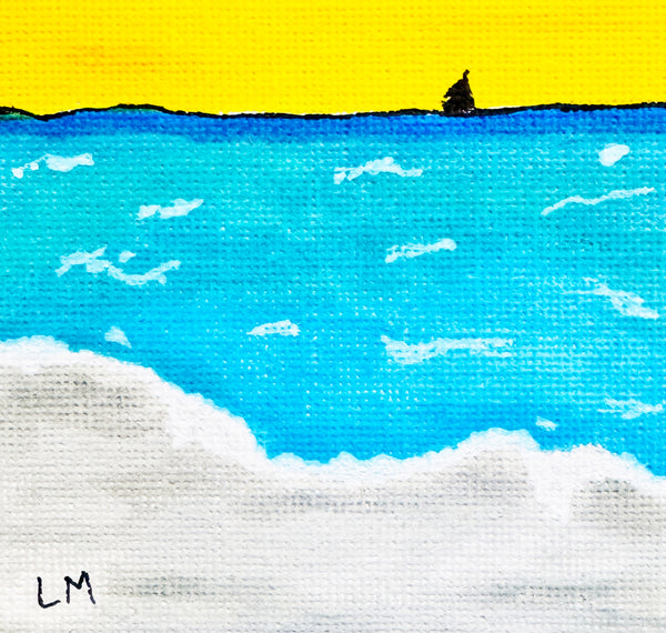 sailing seascape on a 3x3 notecard 