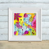 Colorful art print with abstract flowers