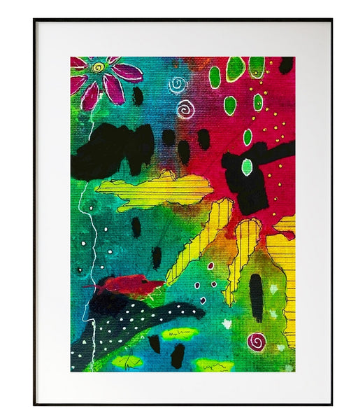 Colorful abstract painting on canvas panel
