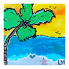 sunset background with whimsical palm tree