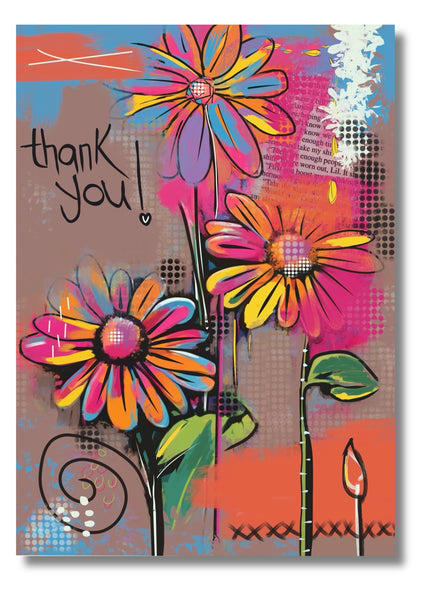 colorful abstract flower card with a Thank You message