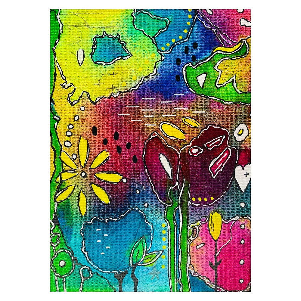 doodle art abstract painting titled Tre Colors