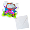 Colorful card with a van illustration and envelope on a white background