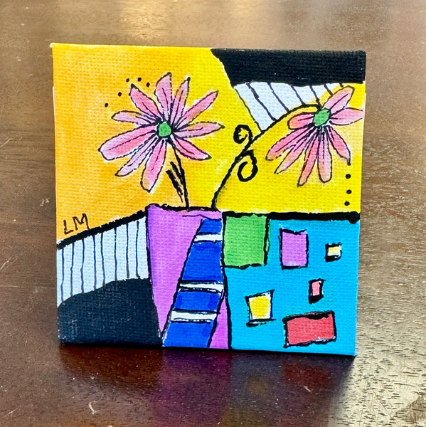 canvas magnet with abstract flower art