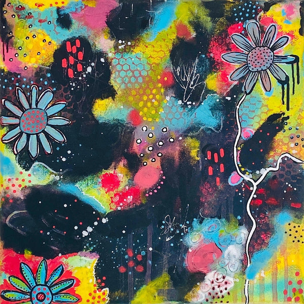 3x3 inch notecard with abstract floral artwork