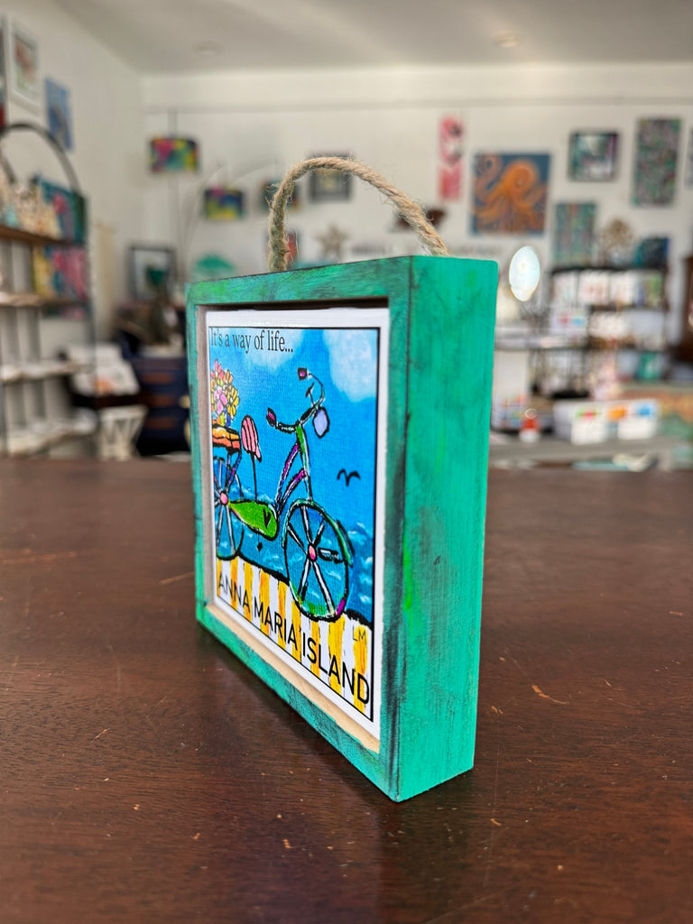 hand painted frame with art tile inside