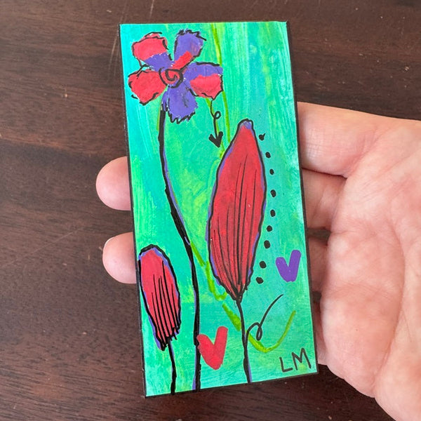 floral painted bookmark