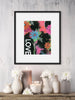 abstract floral print in a matted frame