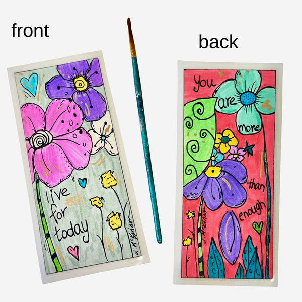 front and back of painted bookmark