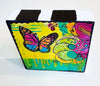 butterfly art painted on a square wooden block